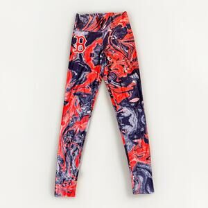 MLB Boston Red Sox Red and Blue Swirl Logo Leggings Size Medium